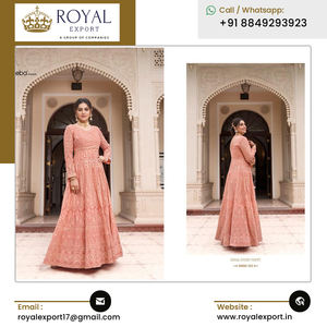 Design moderne élégant Look classique Georgette & Chinon Broderie lourde Travail Long Anarkali Costume Collection au meilleur prix - Product Image 6