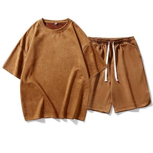 Conjunto bordado de 2 piezas de verano para hombre, camisetas de manga corta, pantalones cortos, chándales de algodón, estilo callejero de talla grande - Product Image 1