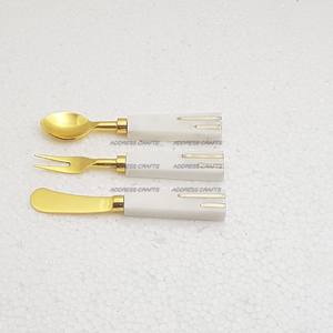 Meilleur prix Style unique couverts en acier inoxydable ensemble de couverts couleur blanche métal et marbre poignée table décorer utilisé modèle style - Product Image 2