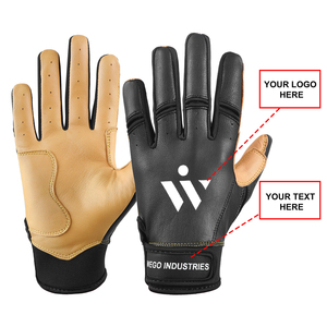 Gants de frappeur de softball professionnels pour jeunes gants de baseball à manchette courte en cuir uni en peau de chèvre pour les joueurs - Product Image 1
