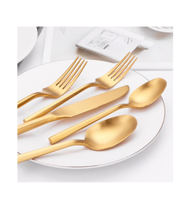 Cuillère en laiton pour mariage, lot de 24 couverts, cuillère fourchette en acier miroir, couverts en or, boîte cadeau de vaisselle, emballage - Product Image 5