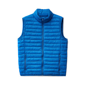 Top Selling 2023 Men's Blue <b>Quilted</b> Stand Collar Sleeveless Puffer Jacket Full Zip up Winter Jacket with Sale Pockets - Product Image 5