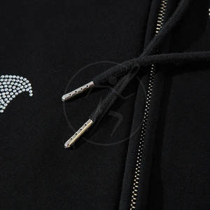 Último estilo Nueva llegada Color sólido Hombres Rhinestone sudaderas con capucha Algodón Poliéster Venta al por mayor Hombres Rhinestone sudaderas con capucha - Product Image 4