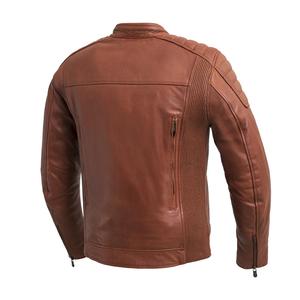 Veste en cuir de motard vintage pour homme, en cuir véritable, rembourrée - Product Image 2