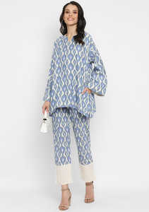 Haute couture nouveauté femmes décontracté 2 pièces ensemble imprimé à manches longues nuit costume avec plancher-longueur tissé naturel taille - Product Image 4