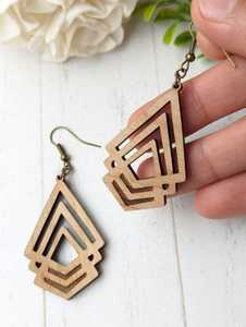 Pendientes de gota de madera geométricos personalizados de Estilo Vintage étnico al por mayor pendientes de madera naturales elegantes de moda para mujeres y niñas - Product Image 2