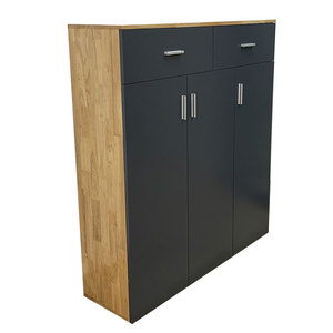 Armoire à chaussures minimaliste 3 portes KG68023 120x35x134cm en bois de caoutchouc naturel pour le salon - Product Image 1