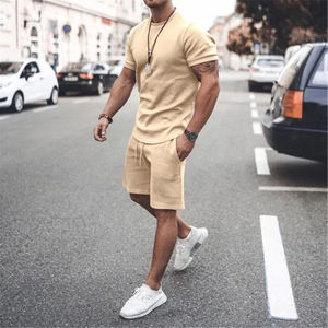 Summer <b>Men's</b> <b>Shorts</b> T-shirt Two-piece Suit <b>Men's</b> Fashionable Loose Solid O- Neck <b>Short</b> Sleeved T-shirt <b>Shorts</b> Sports Casual Set - Product Image 2