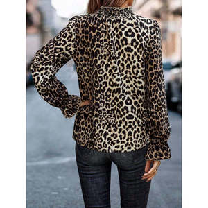 Blusa de Punto Suprem con Cuello Alto y Manga Larga con Estampado de Leopardo para Mujer de Jane's, Corte Regular, Estilo Casual para Uso Diario - Product Image 2