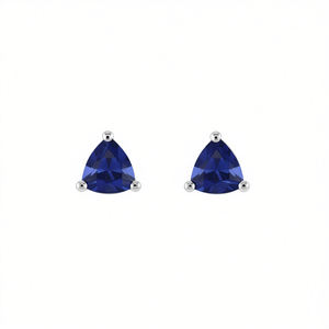 Orecchini a Perno Trendy in Argento Sterling 925 Placcato Rodio con Tanzanite Taglio Trillion da 4mm, Gioielli Classici alla Moda, Regalo Perfetto - Product Image 2