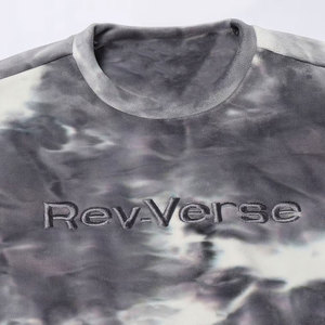 Sweat-shirt en molleton tie-dye pour homme, col rond, coupe classique, automne, gris et blanc, à motifs, manches longues - Product Image 6