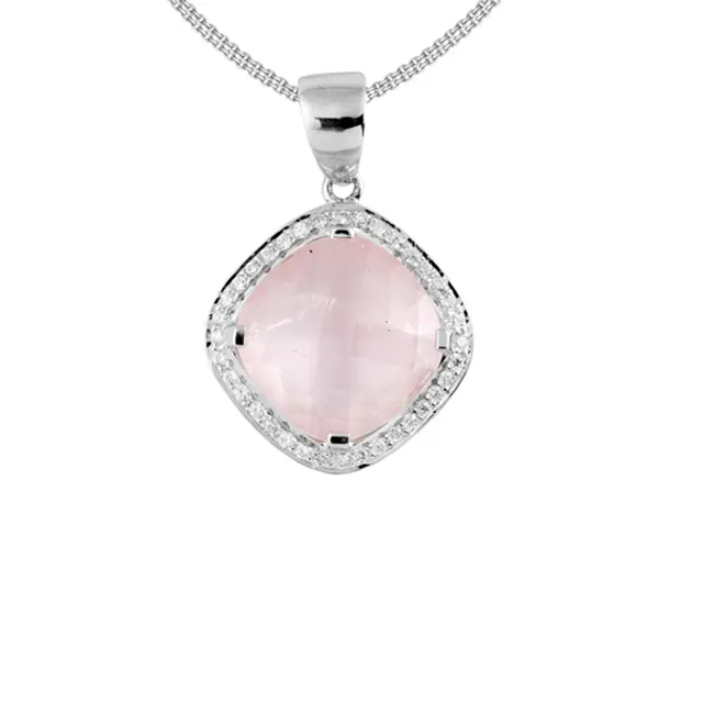 Ensemble de bijoux en pierres précieuses en argent sterling 925 personnalisé pendentif d'élégance de haute qualité en zircone cubique de quartz rose