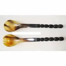 Unique Handmade Buffalo Horn With Custom Handle <b>Salad</b> <b>Spoon</b> Forks <b>Salad</b> Servers Set of 2 for Kitchenware <b>Salad</b> Serving Cutlery - Product Image 4