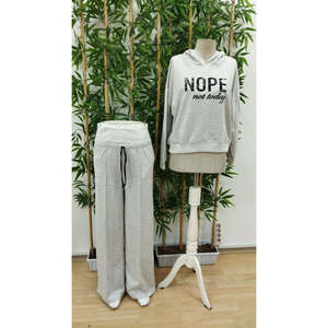 Completo due pezzi da donna a maniche lunghe con stampa '<span class=keywords><strong>Nope</strong></span>' e vita a costine, 29396 - Grigio - Product Image 6