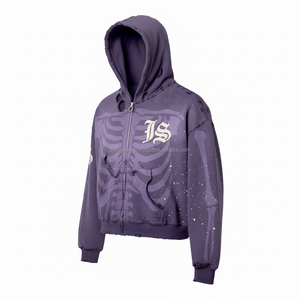 Sweat à capuche zippé de qualité supérieure pour femmes 320 GSM coton polaire chaud vêtements d'hiver Logo personnalisé broderie impression logo basiques sweats à capuche - Product Image 4