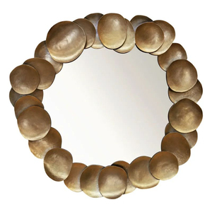 Espejo de Pared con Marco Metálico de Diseño de Cadena, Espejo de Pared Redondo con Acabado Dorado para Decoración de Baños en Hogares y Hoteles - Product Image 4