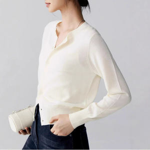 Mùa Thu/Mùa Đông Phong Cách Mới Rắn Màu Áo Len Áo Khoác Cho Phụ Nữ-Giảm Béo Nhìn-Klein Màu Xanh Dệt Kim Cardigan-Thanh Lịch Hàng Đầu - Product Image 1