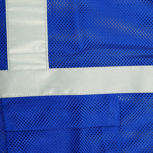 Chaleco de Seguridad Unisex Azul de Alta Visibilidad sin Mangas con Cinta Reflectante, Bolsillo Frontal y Cierre de Cremallera Impermeable, Logotipo Personalizable - Product Image 6