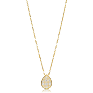 Collier minimaliste en argent sterling 925 avec pendentif en forme de poire en zircon clair, tendance, bijoux fins - Product Image 6