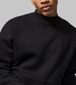 Sudadera de Cuello Alto Personalizada de Moda, Sudadera de Felpa Francesa Extra Grande, Sudadera Negra de Cuello Alto para Hombre - Product Image 4