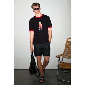 GRIMELANGE Pamir Men's Organic Cotton Contrast Collar <b>T</b>-<b>Shirt</b> for <b>World</b> <b>Cup</b> Special Print - Product Image 3