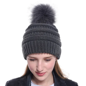 High Quality Winter <b>Slouchy</b> <b>Beanie</b> for Women Customizable Size Warm Fleece Lined Knit Faux Fur <b>Beanie</b> Poms Designed Designer - Product Image 5