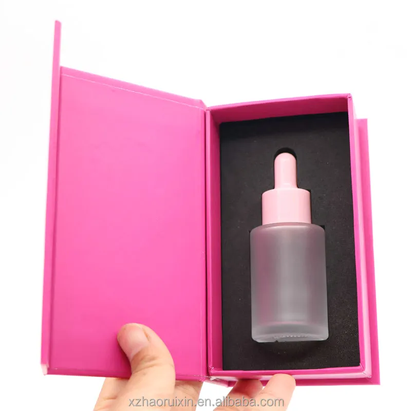 30ml Kosmetische Hautpflege Ätherisches Öl Essenz Verpackung Milchglas Flache Schulter Matte Serum Tropf flasche Mit Box