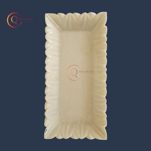 Bandeja para servir postres de comida de mármol Natural de diseño único clásico, artículo decorativo Chapado en utensilios de cocina y hogar para servidor de comida de hoteles - Product Image 4