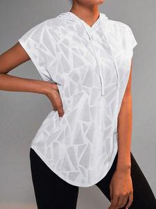 Sudaderas con capucha de alta calidad para mujer, ropa de gimnasio, Tops cortos sin mangas con corte en la espalda, sudaderas con capucha de gimnasio de algodón transpirable en blanco - Product Image 5