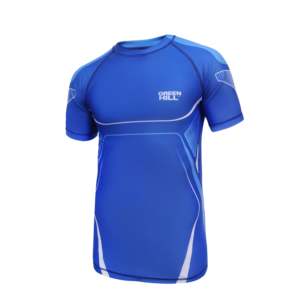 Green Hill 2023 Rashguard MMA personnalisé avec logo, UPF50, sublimé bleu, anti-UV, longueur longue, tissu nylon spandex, manches courtes - Product Image 3