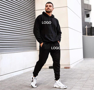 Venta al por mayor de invierno cintura elástica logotipo personalizado Jogging Trajes Color sólido liso Sudadera con capucha Hombres Sweatersuit Chándal Hombres Sport Sweatsuit - Product Image 3