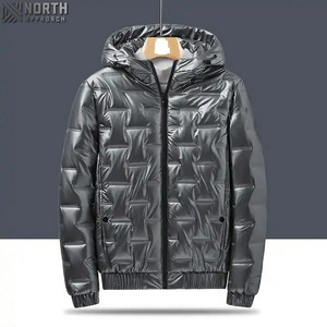 Hot Selling Wholesale Customized Men's Down <b>Padded</b> Puffer <b>Jacket</b> Thickness Shiny <b>Hooded</b> Puffer <b>Jacket</b> For Men Duck Down Feather - Product Image 5