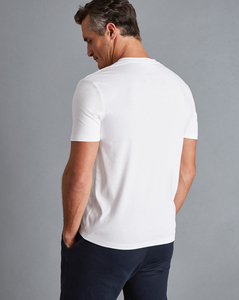 Camiseta Henley de algodón-Camiseta blanca de lavado suave Henley blanca - Product Image 3