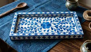 Plateau en os incrusté, nouveau modèle rectangulaire en résine écologique, accessoire pour la maison, plateau de service en os incrusté pour servir les aliments - Product Image 3