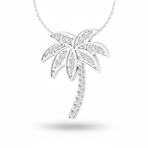 Deslumbrante Collar con Colgante de Palmera y Cadena de Diamantes, Diseño Brillante, Perfecto para una Cita Romántica o una Boda - Product Image 1