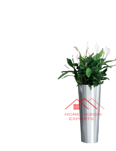 แจกันทรงสูงปลูกต้นไม้ทำจากโลหะสีเงินสำหรับตกแต่งโรงแรมในบ้าน - Product Image 1