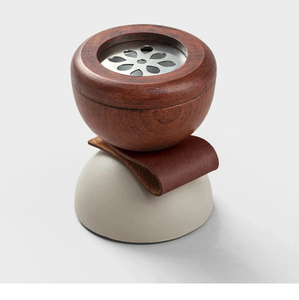 Brûleur Bakhoor de luxe en bois et cuir-Porte-encens arabe élégant pour Oud & Home Fragrance - Product Image 1