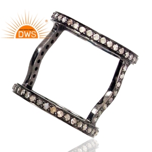 Anillo de Plata de Ley 925 con Doble Banda y Diamantes Naturales de 2.9 Quilates, Joyería de Diseño, Superventas - Product Image 2