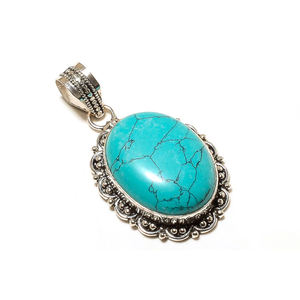 Nouveauté Pendentif en turquoise naturelle d'Arizona Argent sterling 925 Bijoux bohèmes Navajo Fait à la main Pierre précieuse Fiançailles Mariages - Product Image 4