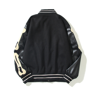 Gran oferta de chaqueta acolchada universitaria de moda de calle para hombre, Mangas de cuero de lana teñidas personalizadas con capucha de lona, ropa ligera de invierno - Product Image 4