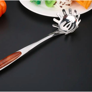 Restaurant Style Stainless Steel Flatware Set with Wooden Handles Elegant Dinnerware Cutlery Spoons for <b>Tabletop</b> Serving - Product Image 5