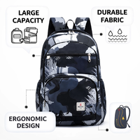 Sac à dos scolaire robuste camouflage, design ergonomique, grande capacité, ultra-léger, pour usage quotidien, sac Oxford