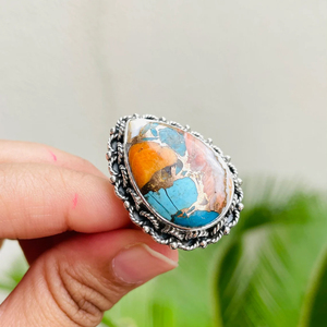 สร้อยคอทองแดงสีเทอร์ควอยส์แบบหนามสีทองแดงสีเทอร์ควอยซ์ขนาด18X25มม. 925เงินสเตอร์ลิงเครื่องประดับสีเทอร์ควอยซ์สไตล์โบฮีเมียน - Product Image 3