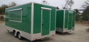 รถพ่วงขายอาหาร/ครัวเคลื่อนที่ ขนาด 11 ฟุต x 7 ฟุต x 7.55 ฟุต - รถพ่วงขายอาหารว่างแบบเร็วทำจากอะลูมิเนียมสีเขียว พร้อมคุณสมบัติป้องกันสนิม ใหม่ - Product Image 2