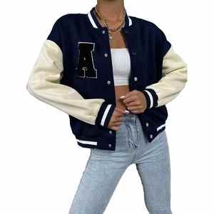 2024 chaquetas universitarias para mujer, mangas completas, cuello de punto acanalado, transpirable, respetuoso con el medio ambiente, de alta calidad Material, estilo callejero, Invierno - Product Image 2