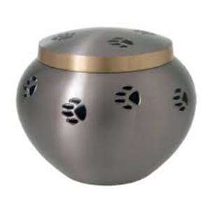 Urna Funeraria para Mascotas con Huella de Pata Dorada sobre Rojo, Urna de Metal de Primera Calidad con Marcas de Patas para Cenizas de Mascotas, Urna Pet Odyssey para Venta al por Mayor a Precio Económico - Product Image 4
