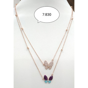 Vente en gros de collier pendentif papillon en laiton plaqué or rose fait à la main en pierre naturelle pour les composants de résultats de bijoux de mode pour femmes - Product Image 1