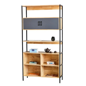 Estante Decorativo Independiente de Madera de Caucho 104x35x200cm para Sala de Estar - KS68183 - Product Image 1