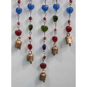 Handmade Modern/Vintage Glass Hanging <b>Chime</b> Bells Beads Heart-Shaped Decoration for Indoor Outdoor Garden Patio Living Room - Product Image 2