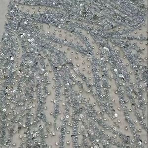 Mejor precio 100% poliéster tela de cuentas de lujo con circón hecho a mano urdimbre de punto proveedor indio prendas para uso en bodas - Product Image 5